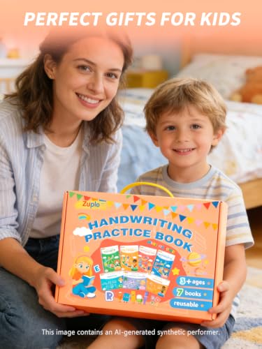 Zuplo Reusable Magic Grooved Writing Practice Set for Kids Ages 3-8 - 7-in-1 Handwriting & Drawing Workbook with Magic Pens & Accessories (Variation 1)