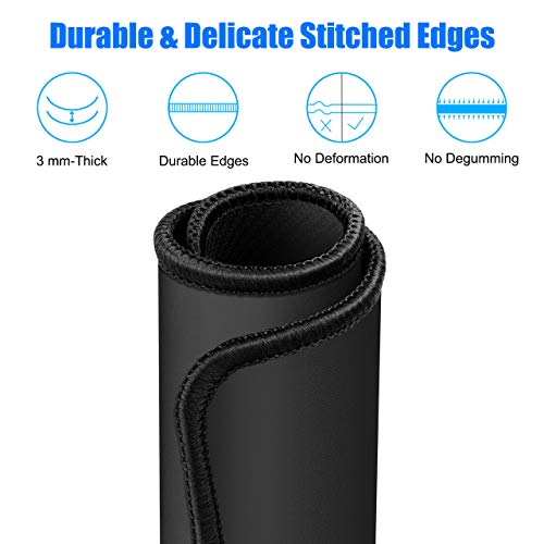 JIKIOU Black Mouse Pad with Stitched Edges 10.2x8.3in, Non-Slip & Washable