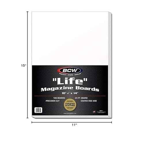 BCW Life Magazine Backing Boards (10 7/8 X 14 Inches) -1 Pack (100 total) | 24-Point Solid Bleached Sulfate, Calcium Carbonate Coating Protective Sheets | Ideal for Life Magazine Protection