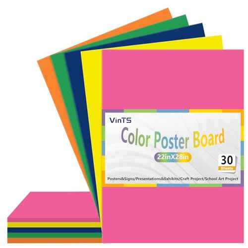 VinTS 30Pcs Poster Board,22x28 Colored Poster Paper,Assorted Colors Poster Board Bulk for Art Display Board,Classroom Use,School Craft Project,Presentation Drawing
