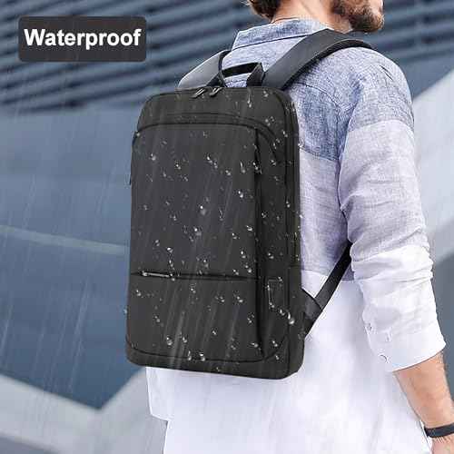 Business Slim Backpack for Men Women 15.6 inch Water Resistant Laptop Backpack with USB Charger Computer Notebooks Lightweight Small Backpacks For School/Travel/Business/Work/College Bag