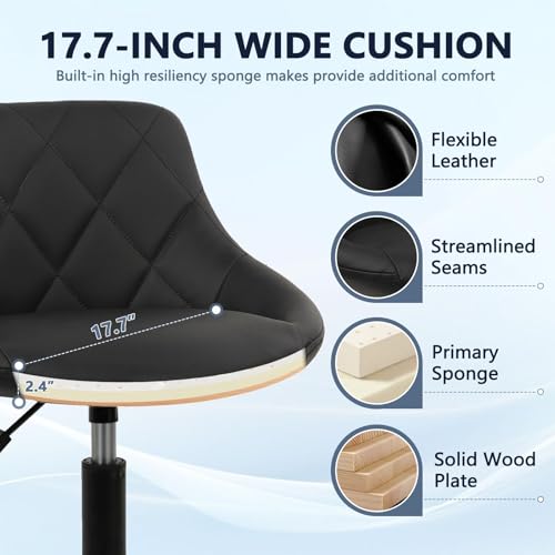KLASIKA Drafting Chair with Backrest & Wheels, Adjustable Footrest, PU Leather, Black Footrest, 1PK