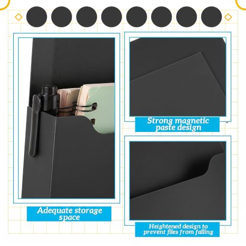 Magnetic File Folder Holders Set for Whiteboards & Metal Surfaces - 8 Pack