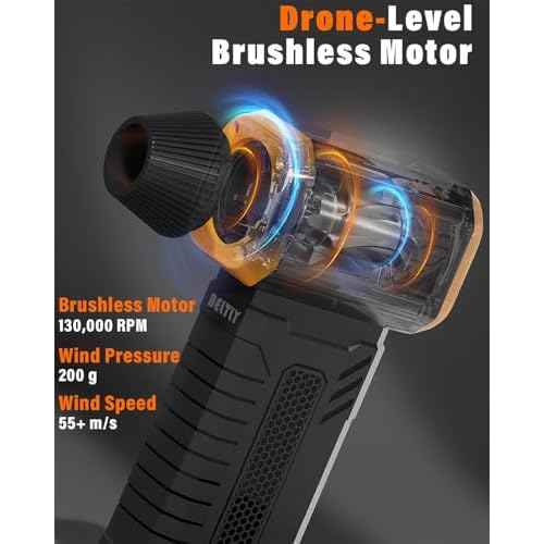 Compressed Air Duster, 130K RPM Powerful Cordless Electric Mini Blower with Display, 10-Gear Adjustable Jet Fan with Fast Charging, Rechargeable Air Blower for Home, Outdoor and Car (Black, Blow)