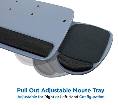 Mount-It! Under Desk Keyboard Tray, Adjustable Keyboard and Mouse Drawer Platform with Ergonomic Wrist Rest Pad, 17.25" Track (MI-7137)