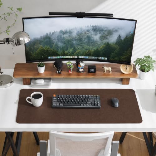 Brown 35" x 12" Large Felt Desk Mat for Keyboard & Mouse, Office Protector