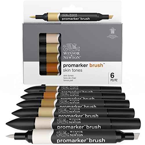 Winsor & Newton ProMarker Brush Set, 6 Count, Skin Tones