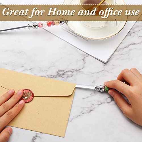 Outus 12 Pieces Beaded Metal Letter Opener Envelope Knife Beadable Letter Opener Stainless Steel Slitter for Gift Office Home DIY Supplies(Silver)