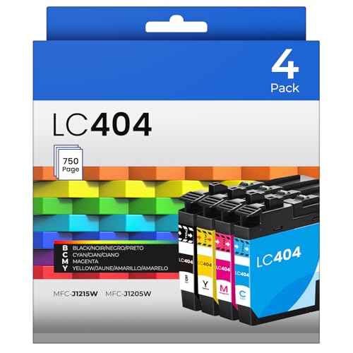 LC404 MFC-J1205W MFC-J1215W Ink Cartridges Compatible for Brother Printer LC404 LC404XL LC-404 Ink Cartridges Works with Printer MFC J1205W J1215W LC 404 XL Ink Cartridge Black Cyan Magenta Yellow