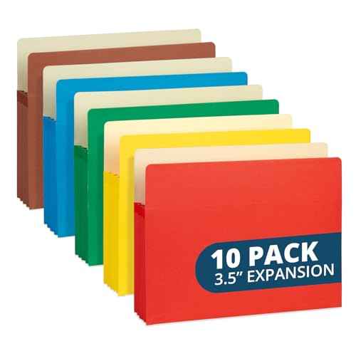 Blue Summit 10 Expanding File Pockets, Accordion File Folders Letter Size, 3.5¡± Expandable Pockets, Assorted Colors