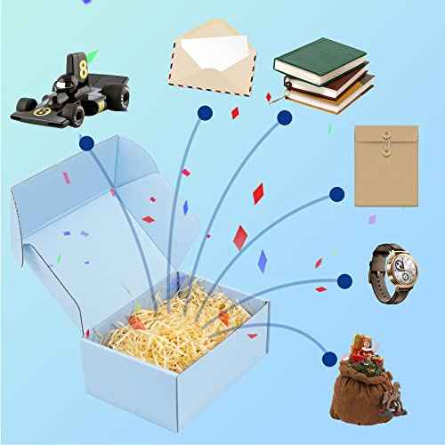 25 Pack Shipping Boxes, 8 x 6 x 3 inch Corrugated Cardboard Packing Small Mailer Box for Mailing Business Packaging, Gifts, Decorations, Blue Kraft