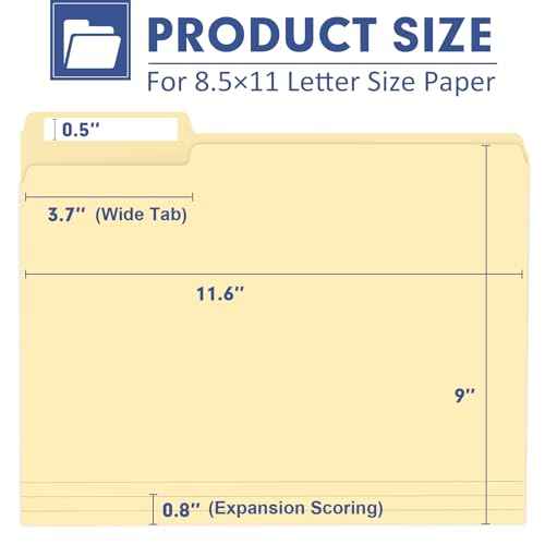 File Folder, PANDRI 270 Pack File Folder, 1/3 Cut Tab, Letter Size, Filing Folder for Office School Business, Manila