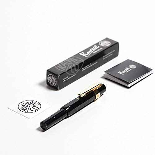 Kaweco Sport Classic Fountain Pen Black, Fine Nib Sport Octagonal Clip Gold.