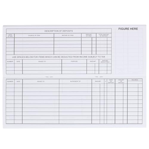 EnDoc Business Check Register Book, 30 Double-Page Ledger Spreads, 8 5/8 x 3 inches, 1-Pack