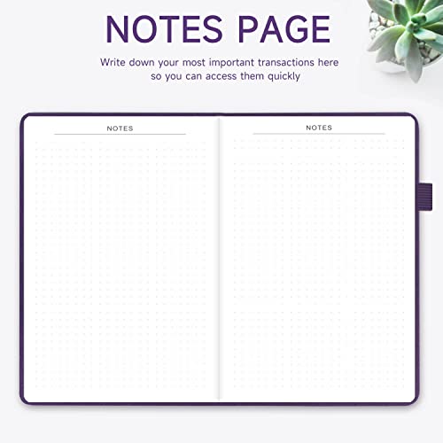KUMEER Check Register – Elegant Personal Checkbook Ledger, Hardcover 5.2x7.6in, Purple