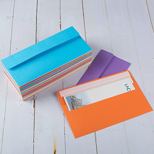 50 Pack Colorful #10 Business Envelopes Self Seal Letter Envelopes - Wishop