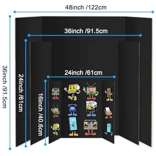 4 Pack Trifold Poster Board 48" X 36", IKAYAS Black Poster Boards, Science Fair Display Boards Posterboard Foamboard for Mounting, Prints,Art,Display,Projects Classroom Supplies
