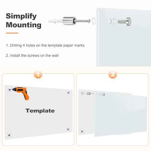 Glass Magnetic Dry Erase Board, 24" x 18" £¨2'x1.5'£© Tempered Glass Whiteboard Wall Mounted Small White Board for Home, Office, School