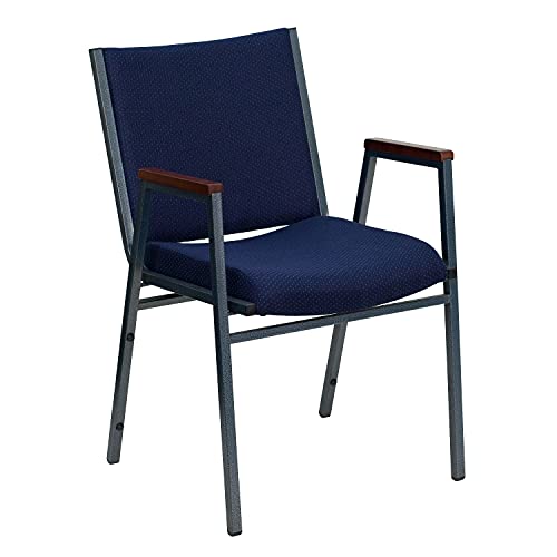 Flash Furniture Hercules Navy Patterned Fabric Stack Chair with Arms (Set of 1)