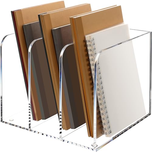 Magazine Holder, Clear Acrylic Magazine Rack, File Organizer for Office Desk, Book Organizer,-One-Piece-3 Vertical spaces,1 pack (B5)¡¦¡¦