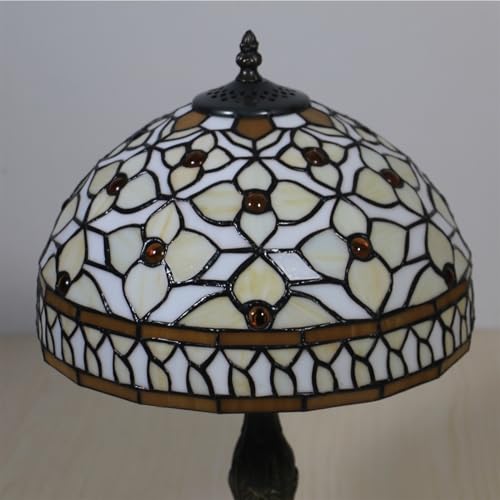 Tiffany Style Table Lamp Glass Bedside Lamp Antique Luxurious Bedside Desk Reading Light Desk Light Metal Base Decor Bedroom Living Room Home Office (HE128619AT)