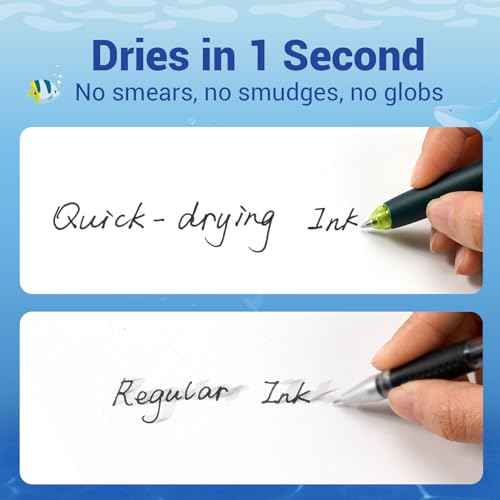 WRITECH Retractable Gel Ink Pens: 8ct Black Ink 0.5mm Fine Point Tip Click Pen for Smooth Writing Journaling Note Taking Sketching No Smudge & Smear