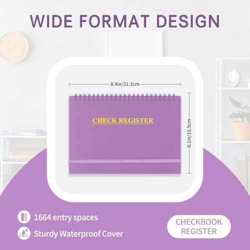 Blugool Checkbook Register Wide Edition 8.4 x 6.1 in - Purple