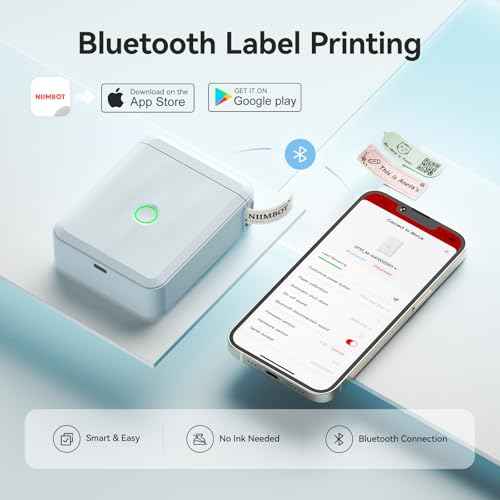 NIIMBOT Label Maker Machine Bluetooth Label Printer for School Home Office Organization,Wireless Mini Labeler D110 Upgraded Version, Label Machine with Label, Light Blue