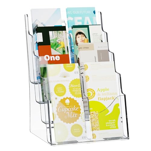 VEVOR 8.5 x 11 Inch Acrylic Brochure Holder 4-Tier Display Stand with Removable Dividers