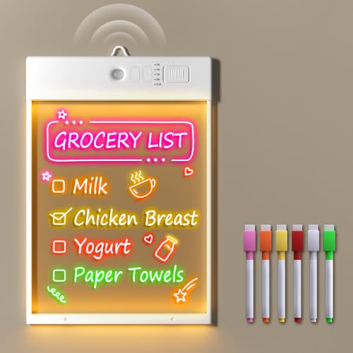 Rechargeable Magnetic Fridge Message Board with Motion Sensor LED Light