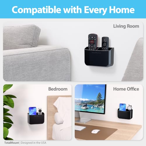 TotalMount Drop-Free Remote Holder Black with Removable Adhesive Strips - Pack of 1
