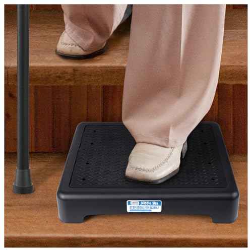 One Step Stools for Adults & Seniors, Anti Slip Portable Sturdy Indoor/Outdoor Mobility Plastic Step Stool Platform for SUV,Cars,Stairs,Bedside,Chair/Office,Black