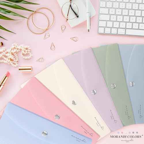H4D Budget Envelopes for Cash System, Bill Bags, Small Plastic Receipt Holder Organizer, Morandi Colors, 9x5 Inch, 6 Pack