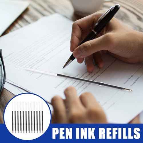 Retractable Ballpoint Pen Refills 30 Pieces 1mm, Medium Point 4.2 Inch Black Ink Refills Smooth Writing for Click Pens