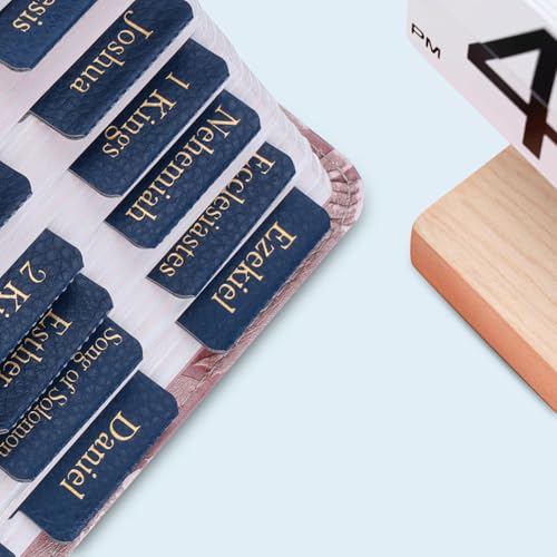 XKDOUS Leather Bible Tabs, Blue Bible Tabs for Men Women, Gold Bible Book Tabs, 66 Bible Tabs for Old and New Testament, Additional 9 Tabs (Navy Blue)