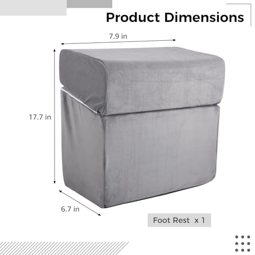 Adjustable Foot Rest Under Desk, Ergonomic Foot Support Cushion, Under Desk Ottoman with Washable Cover, Anti-Slip Design, Ideal for Office, Work, and Home Use (Gray)