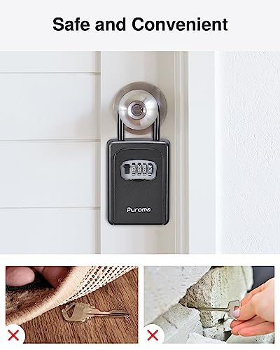 Puroma Large Key Lock Box with Code – Black (Variation: Pure Black) Wall Mount