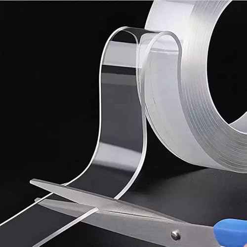 Double Sided Tape Heavy Duty, Multipurpose Removable Mounting Tape Adhesive, Reusable Strong Stick Wall Tape Strip Clear Adhesive for Poster Carpet Tape Sticky Items-(9.84 feet)-White (A2)