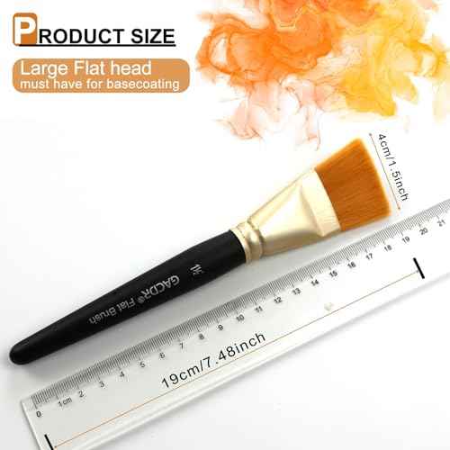 1 1/2 inch Flat Paint Brushes for Acrylic Painting,4 Pieces 38mm Large Craft Basecoating PaintBrushes with Wooden Handle for Acrylic, Oil, Body, Facial mask Brushes