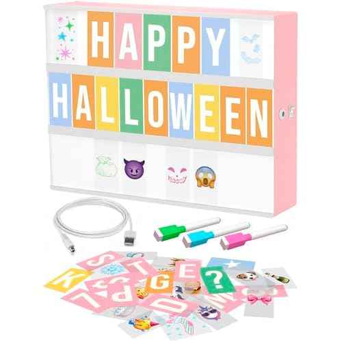 Pink Cinema Light Box with 312 Letters, Emojis & 3 Markers - Led Light Box Sign for Home & Pink Room Decor - Premium Light Up Letter Board - Best Gift Idea for Women & Girls on Christmas or Birthdays