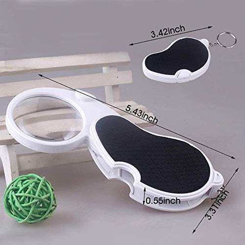 Lighted Pocket Magnifying Glass with LED, 45mm Lens for Reading Coins Crafting
