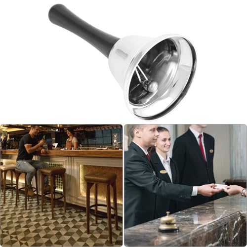 QWORK 6 Pack Silver Hand Bells - Loud Call Bells for Elderly, Teachers, Reception Desks