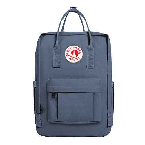 KALIDI Casual Laptop Backpack 15 Inches Classic Camping Rucksack Travel Outdoor Square Daypack College Hiking Gym Bag, Grey Blue