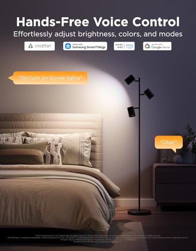 Govee Tree Floor Lamp with 3 Rotatable Lights, Smart Mood Lighting