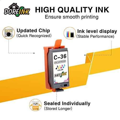 PGI-35 CLI-36 Ink Replacements for Canon TR150 Ink Cartridge, Compatible for Canon 35 36 Ink Cartridge Work with TR150 iP110 iP100 Mini260 Mini320 Printer (8 Black, 4 Tri-Color) 12 Pack