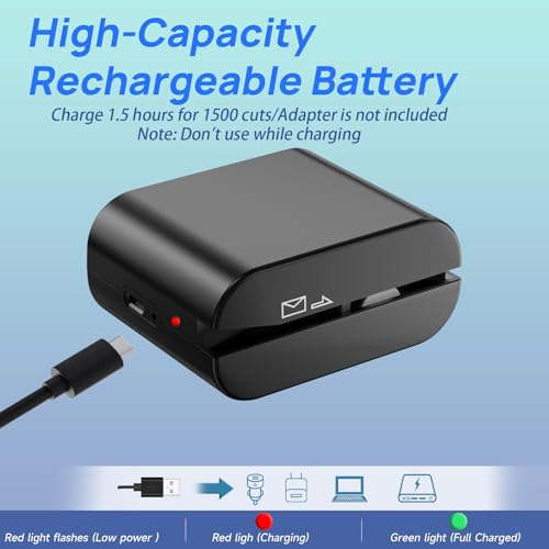 Rechargeable Electric Letter Opener - Automatic Envelope Cutter, Portable Mail Slitter, Black