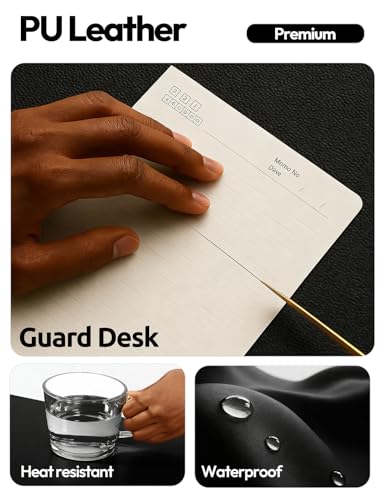 YSAGi Black Leather Desk Protector 31.5 x 15.8 Inch Non-Slip Large Mouse Pad