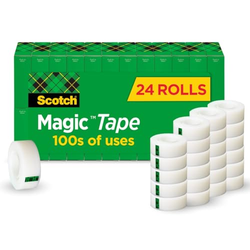 Scotch Magic Tape Invisible 24 Rolls 0.75 in x 1000 in - Perfect for Back to School
