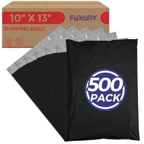 Fuxury 500Pcs Poly Mailers 10x13 Inch,Shipping Bags Bulk for Clothes,Strong Adhesive Shipping Envelopes for Small Business,Self Seal Mailing Bags,Black