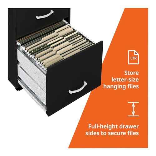 LYS SOHO Box/File/File 3-Drawer Mobile File Cabinet, Black